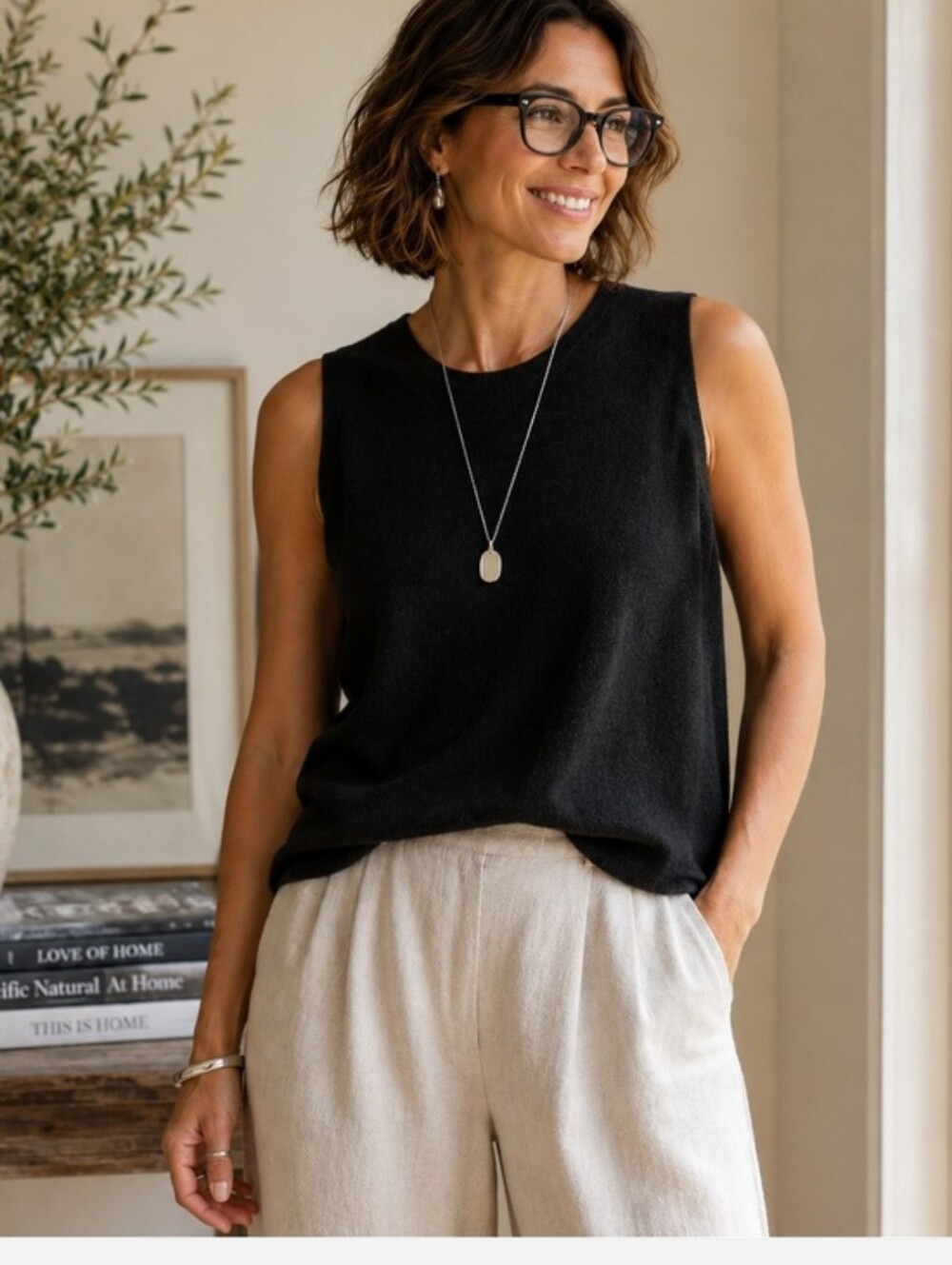 EILEEN FISHER Black Sleeveless Knit 100% Wool Black  Quiet Luxury
